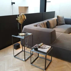 Molteni Coffee Tables*45° Coffee Table Rectangular| Glass/Pewter