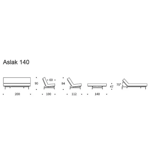 Innovation Living Sofa Beds*Aslak Sofa Bed | 507 | Spring Nordic Mattress | 140-200 Cm