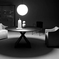 DePadova Chairs*Carlo - O180 | Round Table | Charcoal Stained Ash