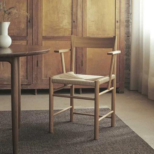 Brdr. Krüger Chairs*F Dining Chair With Armrest | Waxed Oiled Oak - Natural Paper Cord Seat