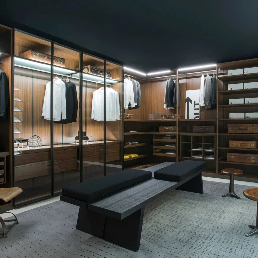 Porro Benches*Groove | Bench - Black Stained Solid Hemlock