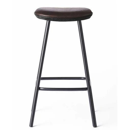 Brdr. Krüger Stools*Pauline Bar Stool H65 |Metal Legs-Black Lacquered Oak-Brown Leather