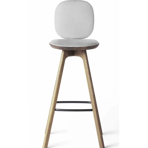 Brdr. Krüger Stools*Pauline Comfort Bar Stool H65 | Waxed Oiled Oak-Grey Leather