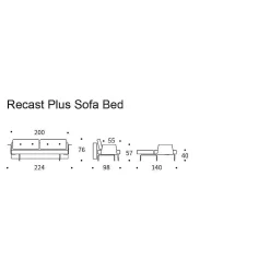 Innovation Living Sofa Beds*Recast Plus Sofa Bed | 552 - Walnut Armrests| 140-200 Cm